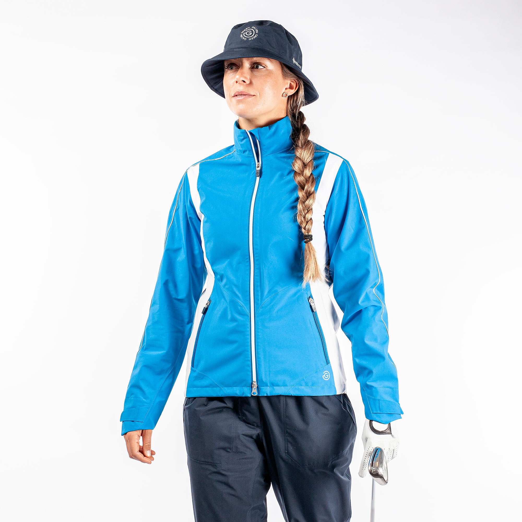Galvin Green Ally Paclite Gore-Tex Ladies Waterproof Golf Jacket Blue/Cool Grey/White